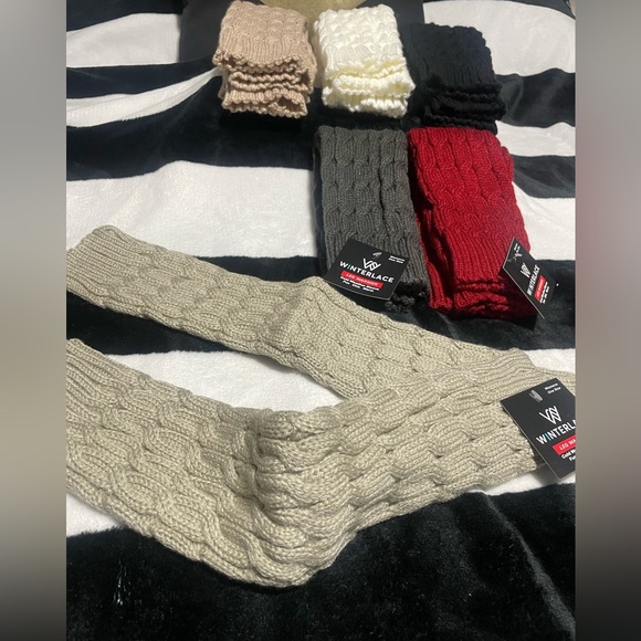 Leg Warmers for Women, 6 Pairs Knee High Cable Knit Warm Thermal Acrylic Sleeves - Picture 3 of 8